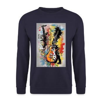« Jazz & Rock Fusion Tee » - Sweat-shirt Unisexe - marine - Devant - Alina (178cm) & Michal (187cm)