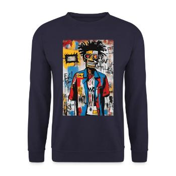 Urban Pop Portrait - Graffiti Stil - Unisex Pullover - Navy - Vorne - Alina (178cm) & Michal (187cm)