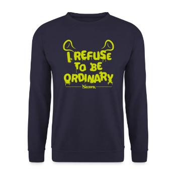 Shrek Design Spruch I Refuse To Be Ordinary - Unisex Pullover - Navy - Vorne - Alina (178cm) & Michal (187cm)