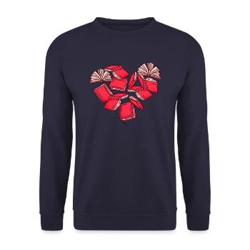Bücher Herz I Lesen Liebe - Unisex Pullover - Navy - Vorne - Alina (178cm) & Michal (187cm)