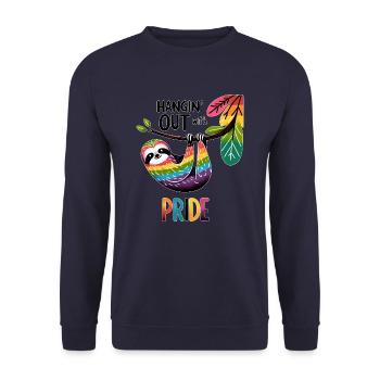 LGBTQ Pride Sloth Pride Month - Unisex Sweatshirt - navy - Front - Alina (178cm) & Michal (187cm)
