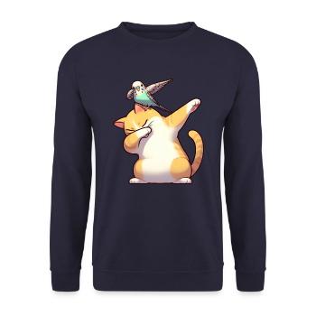 Chat et perruche dabbing mignon - Sweat-shirt Unisexe - marine - Devant - Alina (178cm) & Michal (187cm)