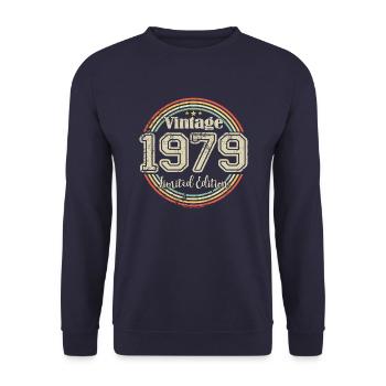 Vintage Retro Limited Edition 1979 Birth Year - Unisex Sweatshirt - navy - Front - Alina (178cm) & Michal (187cm)