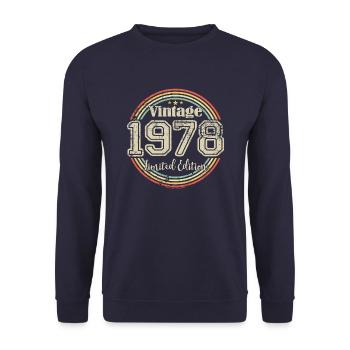 Vintage Retro Limited Edition 1978 Geburtsjahr - Unisex Pullover - Navy - Vorne - Alina (178cm) & Michal (187cm)