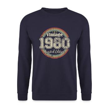 Vintage Retro Limited Edition 1980 Birth Year - Unisex Sweatshirt - navy - Front - Alina (178cm) & Michal (187cm)