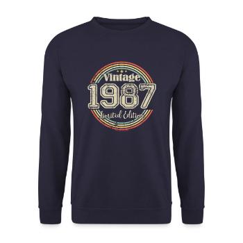 Vintage Retro Limited Edition 1987 Geburtsjahr - Unisex Pullover - Navy - Vorne - Alina (178cm) & Michal (187cm)