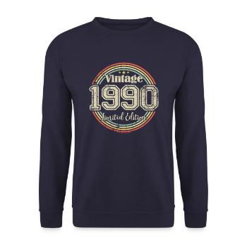 Vintage Retro Limited Edition 1990 Birth Year - Unisex Sweatshirt - navy - Front - Alina (178cm) & Michal (187cm)