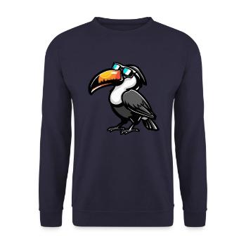 Tukan Vogel Cool Comic - Unisex Pullover - Navy - Vorne - Alina (178cm) & Michal (187cm)