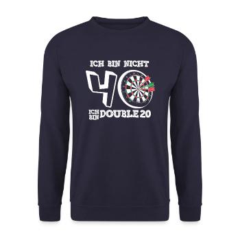 40. Geburtstag - Darts Doppel 20 - Unisex Pullover - Navy - Vorne - Alina (178cm) & Michal (187cm)