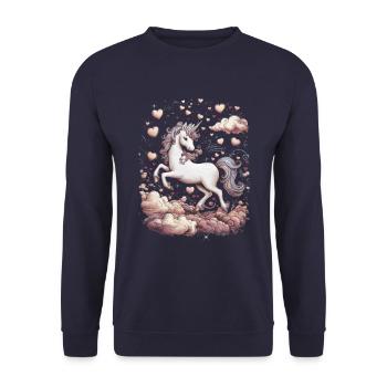 Magical Unicorn with Hearts - Unisex Sweatshirt - navy - Front - Alina (178cm) & Michal (187cm)