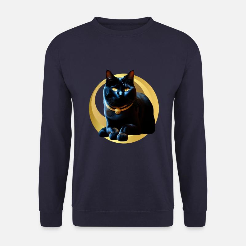 Schwarzes Katzengoldhalsband - Unisex Pullover - Navy