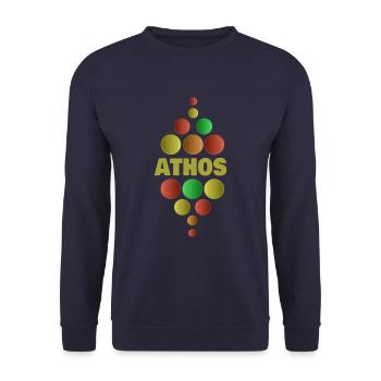 Geschenk für Athos - Unisex Pullover - Navy - Vorne - Alina (178cm) & Michal (187cm)