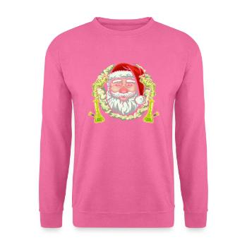 Santa Stoned mit Bong - Ugly Weihnachten - Unisex Pullover - Pink - Vorne
