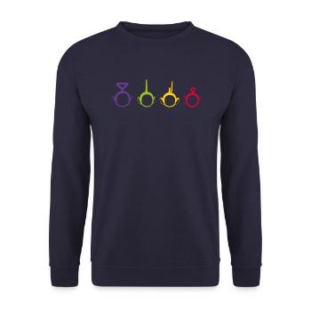 Teletubbies Tinky Winky, Dipsy, Laa-Laa Und Po - Unisex Pullover - Navy - Vorne - Alina (178cm) & Michal (187cm)