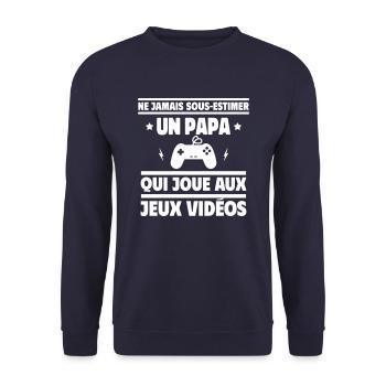 un papa qui joue aux jeux vidéos - Sweat-shirt Unisexe - marine - Devant - Alina (178cm) & Michal (187cm)