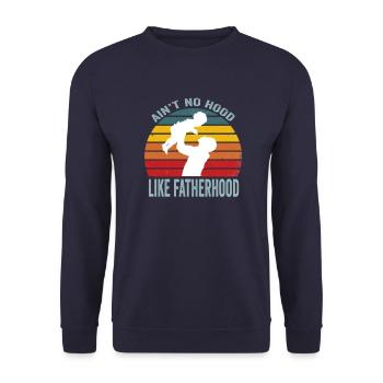 Vintage Dad Father Ain't No Hood Like Fatherhood - Unisex Pullover - Navy - Vorne - Alina (178cm) & Michal (187cm)