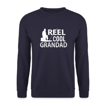 Reel Cool Grandad Fishing,Fishing Dad Father - Unisex Sweatshirt - navy - Front - Alina (178cm) & Michal (187cm)