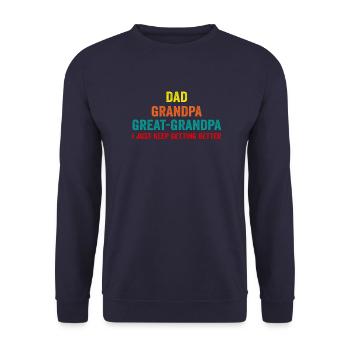 papa grand-père arrière-grand-père je continue à parier - Sweat-shirt Unisexe - marine - Devant - Alina (178cm) & Michal (187cm)