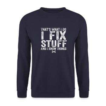 C’est ce que je fais, je répare des choses et je sais des choses - Sweat-shirt Unisexe - marine - Devant - Alina (178cm) & Michal (187cm)