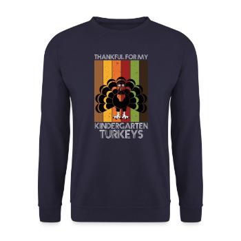 Thankful For My Kindergarten Turkeys Thanksgiving - Unisex Sweatshirt - navy - Front - Alina (178cm) & Michal (187cm)