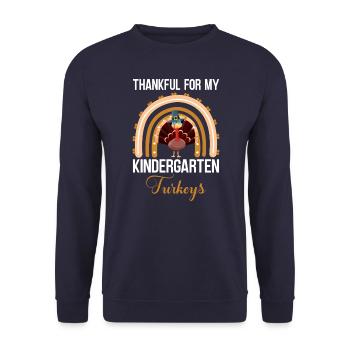 Thankful For My Kindergarten Turkeys Thanksgiving - Unisex Sweatshirt - navy - Front - Alina (178cm) & Michal (187cm)