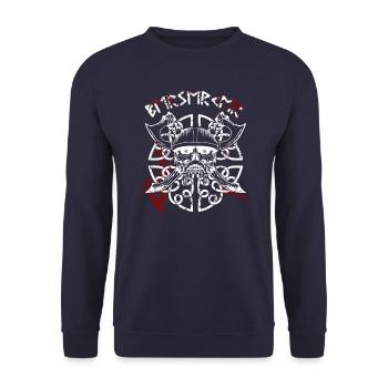 Berserker, Crâne, Hache, Runes, Viking, Nordique - Sweat-shirt Unisexe - marine - Devant - Alina (178cm) & Michal (187cm)