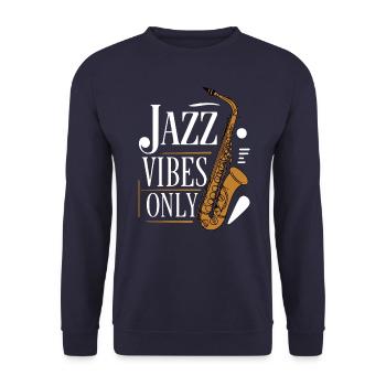 Jazz Vibes Only - Saxophon - Unisex Pullover - Navy - Vorne - Alina (178cm) & Michal (187cm)
