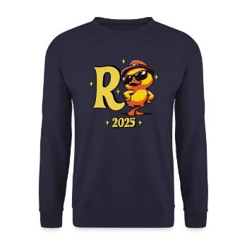 Rente Ente 2025 - Unisex Pullover - Navy - Vorne - Alina (178cm) & Michal (187cm)