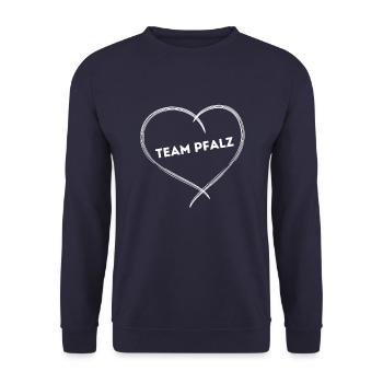 Team Pfalz mit Herz - Pfälzer Pälzer - Unisex Pullover - Navy - Vorne - Alina (178cm) & Michal (187cm)