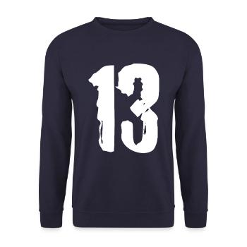 13 Zahl Trikot - Unisex Pullover - Navy - Vorne - Alina (178cm) & Michal (187cm)