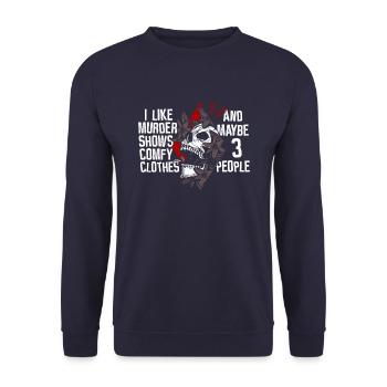 Murder Shows & Comfy Clothes and maybe 3 People - Unisex Pullover - Navy - Vorne - Alina (178cm) & Michal (187cm)