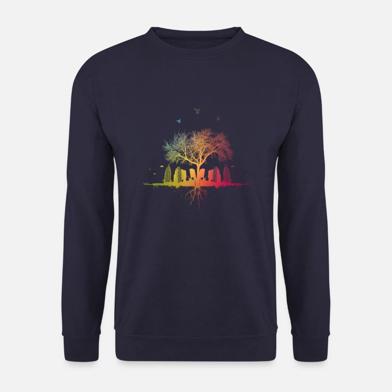 blurred city / Wald Natur Baum Stadt Vögel - Unisex Pullover - Navy