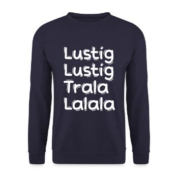 LUSTIG LUSTIG TRALALALALA NIKLAUSABEND WEIHNACHTEN - Unisex Pullover - Navy - Vorne - Alina (178cm) & Michal (187cm)