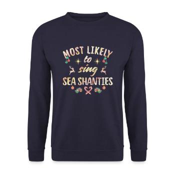most likely to sing sea shanties - Unisex Pullover - Navy - Vorne - Alina (178cm) & Michal (187cm)