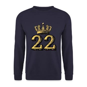 22 Zahl Krone - Unisex Pullover - Navy - Vorne - Alina (178cm) & Michal (187cm)