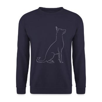 Chien Berger belge malinois stylisé - Sweat-shirt Unisexe - marine - Devant - Alina (178cm) & Michal (187cm)
