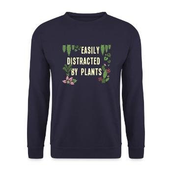 Leicht ablenkbar durch Blumen - Unisex Pullover - Navy - Vorne - Alina (178cm) & Michal (187cm)