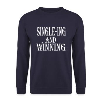 Single-ing And Winning Valentine's Day 2023 - Unisex Sweatshirt - navy - Front - Alina (178cm) & Michal (187cm)