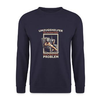 Umzugshelfer im Ruhestand nicht mehr mein Problem - Unisex Pullover - Navy - Vorne - Alina (178cm) & Michal (187cm)