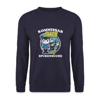 Kommissar Jakob Spurensuche - Unisex Pullover - Navy - Vorne - Alina (178cm) & Michal (187cm)