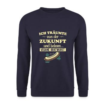 Vegane Bratwurst - Unisex Pullover - Navy - Vorne - Alina (178cm) & Michal (187cm)