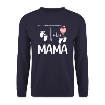 Zwillingsmama Stolz auf deine zwei reizenden Kids - Unisex Pullover - Navy - Vorne - Alina (178cm) & Michal (187cm)