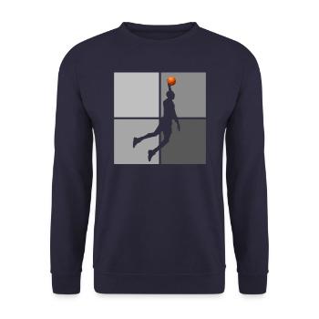 Basketball player jumps high in the air hoop - Unisex Sweatshirt - navy - Front - Alina (178cm) & Michal (187cm)