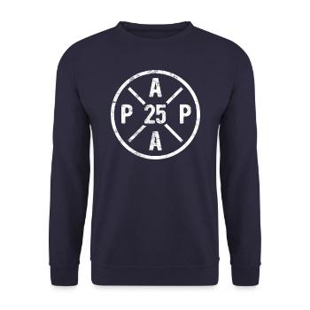Papa 25 - Vater 2025 - Geschenk - Unisex Pullover - Navy - Vorne - Alina (178cm) & Michal (187cm)