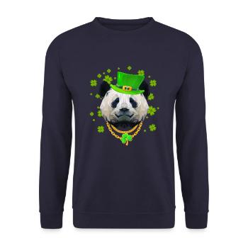 Lucky Panda St. Patrick's Day Golden Shamrock - Sweat-shirt Unisexe - marine - Devant - Alina (178cm) & Michal (187cm)