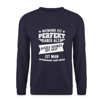 Bester Trainer der Welt Handball Fußball Athletik - Unisex Pullover - Navy - Vorne - Alina (178cm) & Michal (187cm)