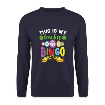 Lustiger Spruch This Is My Lucky Bingo Shirt - Unisex Pullover - Navy - Vorne - Alina (178cm) & Michal (187cm)