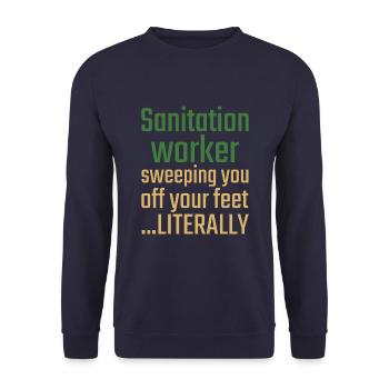 Travailleur de l’assainissement Saint-Valentin Vous balaie - Sweat-shirt Unisexe - marine - Devant - Alina (178cm) & Michal (187cm)