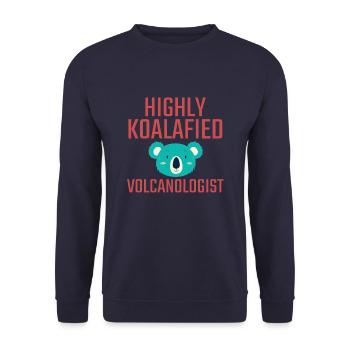 Volcanologist Koalafied Volcanology - Unisex Sweatshirt - navy - Front - Alina (178cm) & Michal (187cm)