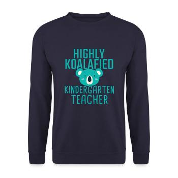 Kindergarten teacher Koalafied - Unisex Sweatshirt - navy - Front - Alina (178cm) & Michal (187cm)